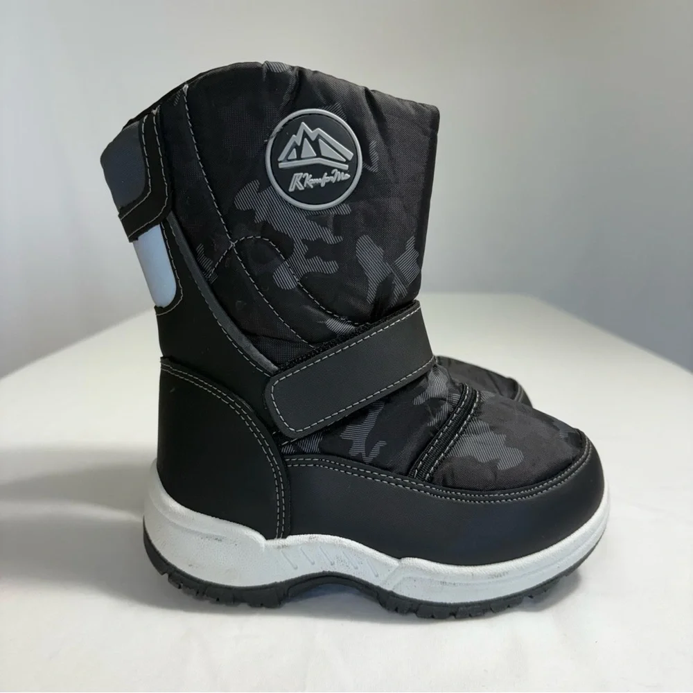 K KomForMe Toddler Snow Rain Boots Waterproof Black Camo Size 6‎